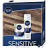 Nivea Men Sensitive voda po holení 100 ml + pěna na holení 200 ml, kosmetická sada pro muže