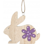 Zajíček dřevěný s kytičkou k zavěšení 8 cm 1 kus