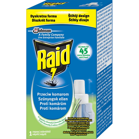 Raid Vůně citronelly tekutá náplň do elektrického odpařovače 45 nocí proti létajícímu hmyzu 31 ml