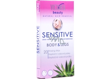 Victoria Beauty Sensitive paski do depilacji woskowej na ciało i nogi 20 sztuk oraz chusteczki 2 sztuki