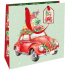 Nekupto Dárková papírová taška luxusní 23 x 23 cm Vánoční auto s dárky