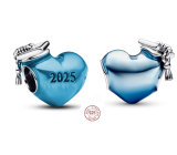 Charm Sterlingové stříbro 925 Gradace Modré promoční srdce 2025, korálek na náramek gradace