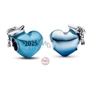 Charm Sterlingové stříbro 925 Gradace Modré promoční srdce 2025, korálek na náramek gradace Charm Sterlingové stříbro 925 Gradace Modré promoční srdce 2025, korálek na náramek gradace