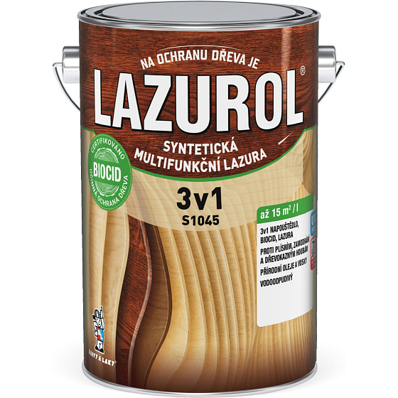 Lazurol 3w1 S1045 cienkowarstwowa lazura do drewna T080 mahoń 4 l