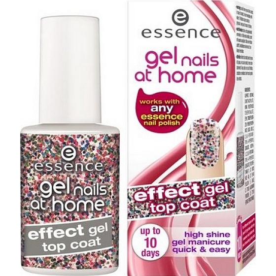 Essence Gel Nails At Home Effect Gel Top Coat krycí gelový lak 04 Glitterland 7 ml