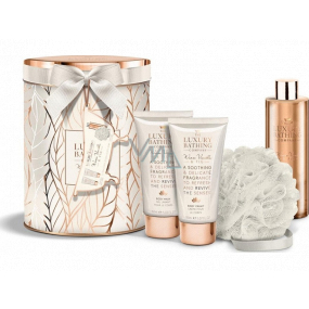 Grace Cole Spa Luxe pěna do koupele 250 ml + tělové mléko 150 ml + sprchový gel 150 ml + mycí žínka + plechová dóza, kosmetická sada