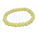 Jadeit żółty bransoletka elastyczny naturalny kamień, kulka 6 mm / 16 - 17 cm