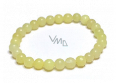 Jadeit żółty bransoletka elastyczny naturalny kamień, kulka 6 mm / 16 - 17 cm