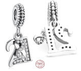 Zawieszka ze srebra 925 21 lat miłości, 2w1 charms do bransoletki