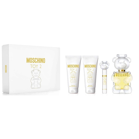 Moschino Toy 2 parfémovaná voda 100 ml + tělový krém 100 ml + sprchový gel 100 ml + cestovní sprej 10 ml, dárková sada pro ženy
