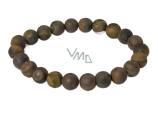 Tygří oko matný náramek elastický přírodní kámen, kulička 8 mm / 16 - 17 cm, kámen slunce a země, přináší štěstí a bohatství