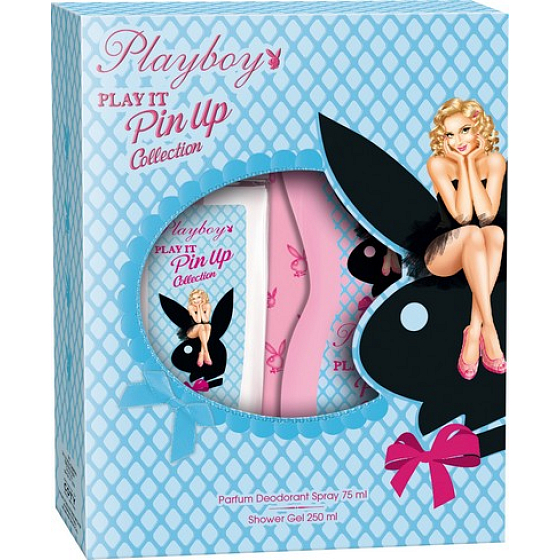 Playboy Play It Pin Up Collection parfémovaný deodorant sklo pro ženy 75 ml + sprchový gel 250 ml, kosmetická sada
