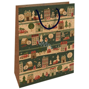 Nekupto Dárková kraftová taška 37 x 28 x 10 cm Vánoční domečky, autíčko Nekupto Dárková kraftová taška 37 x 28 x 10 cm Vánoční domečky, autíčko