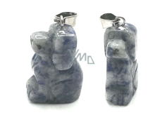 Sodalit Pies przywieszka naturalny kamień, ręcznie szlifowana figurka 1,8 x 2,5 x 8 mm, kamień komunikacji