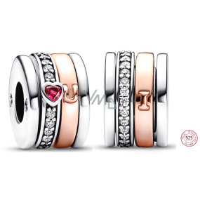 Zawieszka ze srebra próby 925 Serce i podkowa, 4 pierścienie - obrotowy koralik do bransoletki miłość Zawieszka ze srebra próby 925 Serce i podkowa, 4 pierścienie - obrotowy koralik do bransoletki miłość