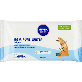 Nivea Baby 99% Pure Water chusteczki oczyszczające, 57 sztuk