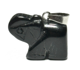 Achát černý Slon přívěsek přírodní kámen, ručně broušená figurka 1,8 x 2,5 x 8 mm, dodává odvahu a sílu