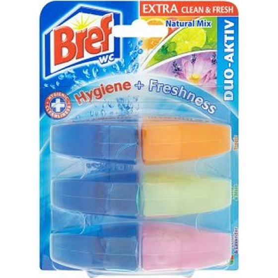 Bref Duo Aktiv Extra Clean & Fresh Natural Mix WC gel náhradní náplň závěs 3 x 60 ml