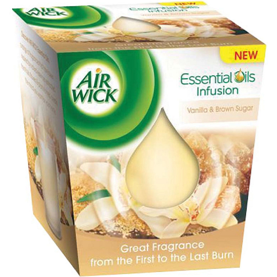 Air Wick Essential Oils Infusion Vanilla & Brown Sugar vonná svíčka ve skle 105 g