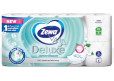 Zewa Deluxe Aqua Tube Kwiat Jaśminu parfémovaný toaletní papír 150 útržků 3 vrstvy 8 kusů, rolička, kterou můžete spláchnout