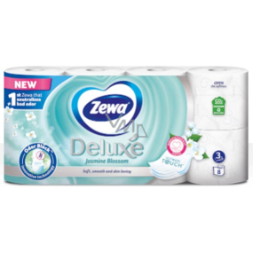 Zewa Deluxe Aqua Tube Kwiat Jaśminu parfémovaný toaletní papír 150 útržků 3 vrstvy 8 kusů, rolička, kterou můžete spláchnout