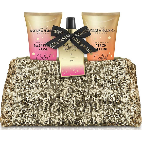 Baylis & Harding Koktejlová hodina tělový sprej 100 ml + sprchový gel 100 ml + mléko na ruce a tělo 100 ml + kabelka, kosmetická sada