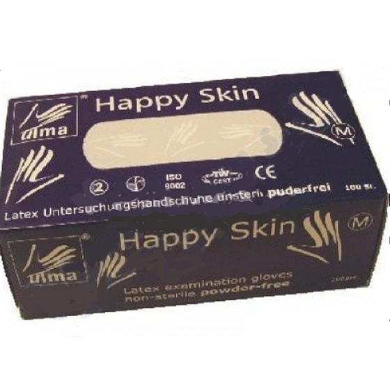 Vulkan Happy Skin Rukavice vyšetřovací bezprašné latexové velikost M č.8 100 kusů