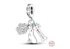 Zawieszka ze srebra próby 925 Kocham mojego psa, 3w1 charms do bransoletki