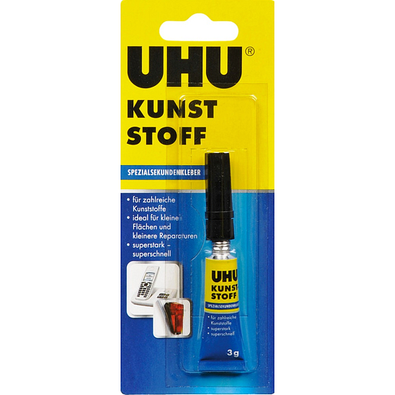 Uhu Kunst Stoff sekundowe klej do klejenia plastiku 3 g