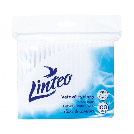 Linteo Satin vatové tyčinky 100% bavlna sáček 100 kusů