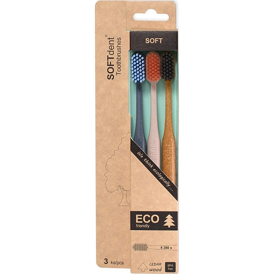 Soft Dent Eco Soft miękka szczoteczka do zębów 3 sztuki