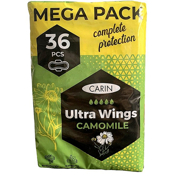 Carin Ultra Wings Rumianek higieniczne wkładki 36 sztuk