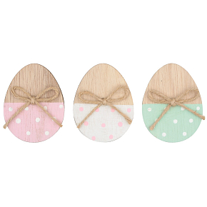 Jajko drewniane z kropkami na nóżce 7 cm 3 sztuki