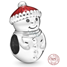Zawieszka Srebrna 925 Bałwanek z Czerwonym Choinkowym Kapeluszem, Koralik do Bransoletki Boże Narodzenie Zawieszka Srebrna 925 Bałwanek z Czerwonym Choinkowym Kapeluszem, Koralik do Bransoletki Boże Narodzenie