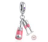 Zawieszka Srebrna 925 Sekt + 2 kieliszki, charms do bransoletki miłość