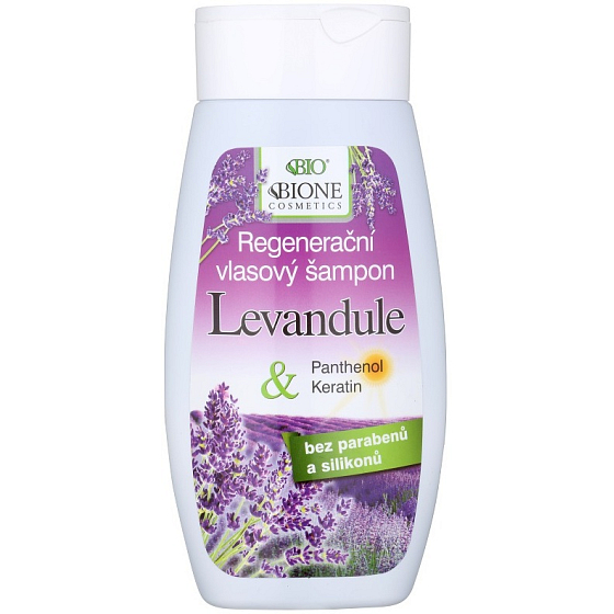Bione Cosmetics Lawenda & Panthenol, Regenerujący szampon keratynowy do włosów 250 ml