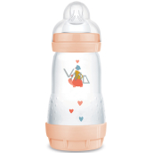 Mam Anti-Colic butelka antykolikova do karmienia, silikonowy smoczek o średnim przepływie 2+ miesięcy Różowa 260 ml