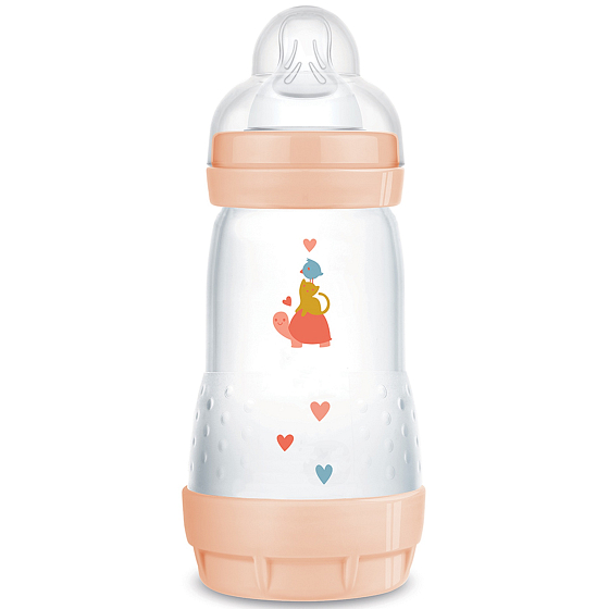 Mam Anti-Colic butelka antykolikova do karmienia, silikonowy smoczek o średnim przepływie 2+ miesięcy Różowa 260 ml