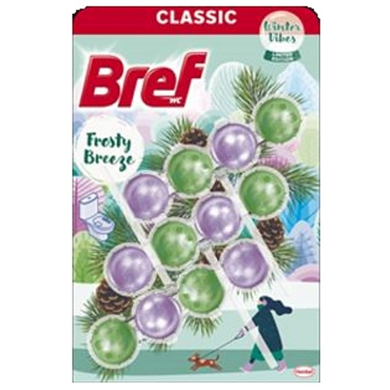Bref Power Aktiv Fresty Breeze - Mrazivý vánek, WC blok pro hygienickou čistotu a svěžest Vaší toalety, zbarvuje vodu 3 x 50 g limitovaná edice