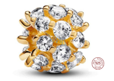 Charm Srebrna 925 Złote błyszczące okrągłe czar, koralik na bransoletkę symbol