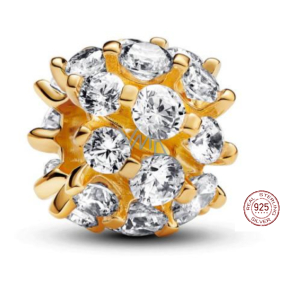 Charm Srebrna 925 Złote błyszczące okrągłe czar, koralik na bransoletkę symbol