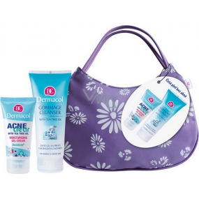 Dermacol Acneclear Hydratační gel-krém 50 ml + Jemný čisticí gel s olejem z australského čajovníku 100 ml + Taštička, kosmetická sada