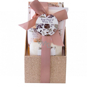 Salsa Collection Bílý čaj a Růžová voda pěna do koupele 80 ml + tělové mléko 60 ml + sůl do koupele 100 ml + tuhé mýdlo 40 g, dárková sada