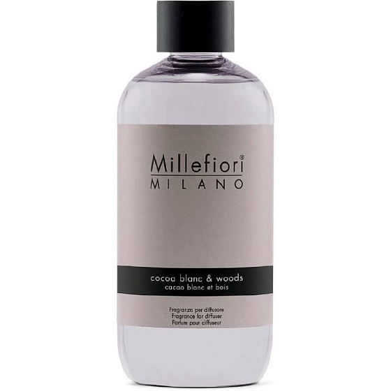 Millefiori Milano Natural Cocoa Blanc & Woods - Bílé kakao a dřeva Náplň difuzéru pro vonná stébla 500 ml