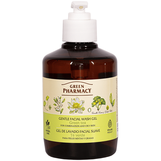 Green Pharmacy Zielona herbata delikatny oczyszczający żel do twarzy dla skóry tłustej i mieszanej 270 ml