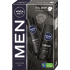 Nivea Men Feel Deep Black Carbon Dark Wood antiperspirant sprej 150 ml + Deep Clean sprchový gel 250 ml, kosmetická sada pro muže