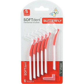 SOFTdent zakrzywione szczoteczki międzyzębowe S 0,5 mm, 6 sztuk SOFTdent zakrzywione szczoteczki międzyzębowe S 0,5 mm, 6 sztuk