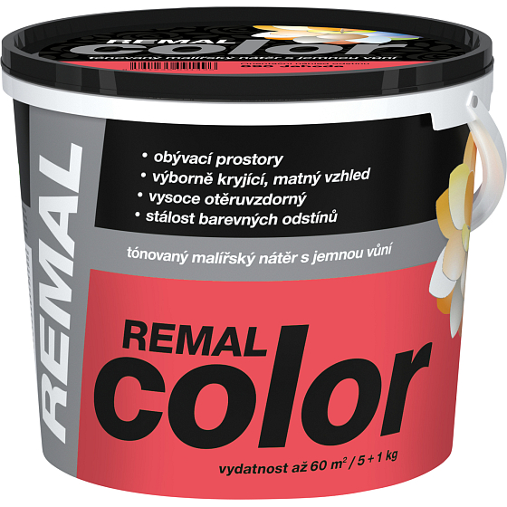 REMAL Color farba malarska do ścian 890 truskawka, 5 + 1 kg