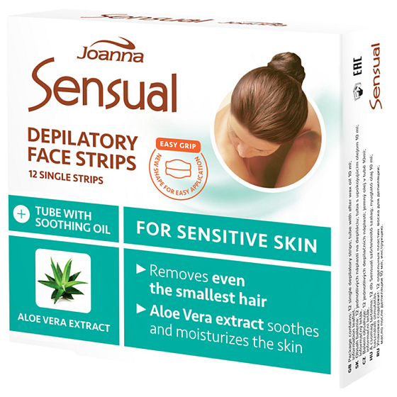 Joanna Sensual Aloe Vera plastry do depilacji na twarz 12 sztuk i olejek 10 ml