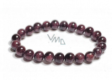 Granatowa bransoletka elastyczna naturalny kamień, kuleczka 8 mm / 16 - 17 cm, kamień ognia, miłości